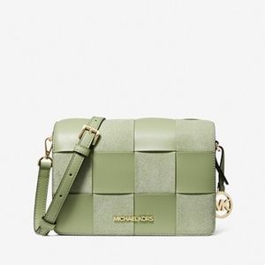 Michael Kors Mercer Small Woven Faux Leather and Suede Crossbody Bag Purse NWT